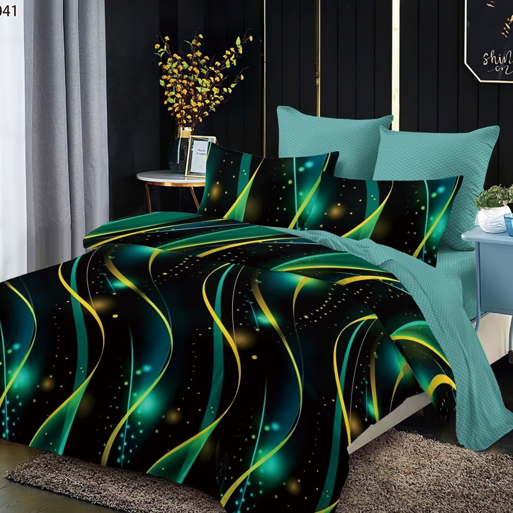 lenjerie de pat finet verde cu dungi