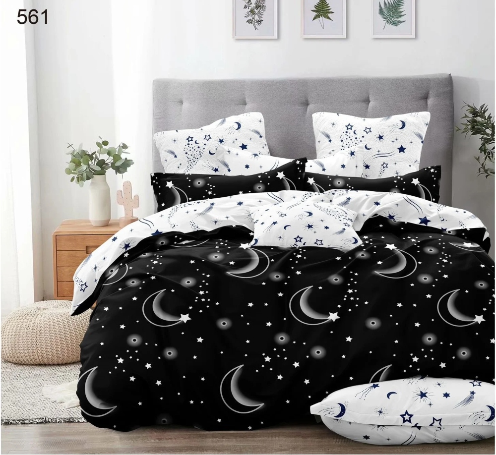 lenjerie de pat neagra cu corpuri ceresti