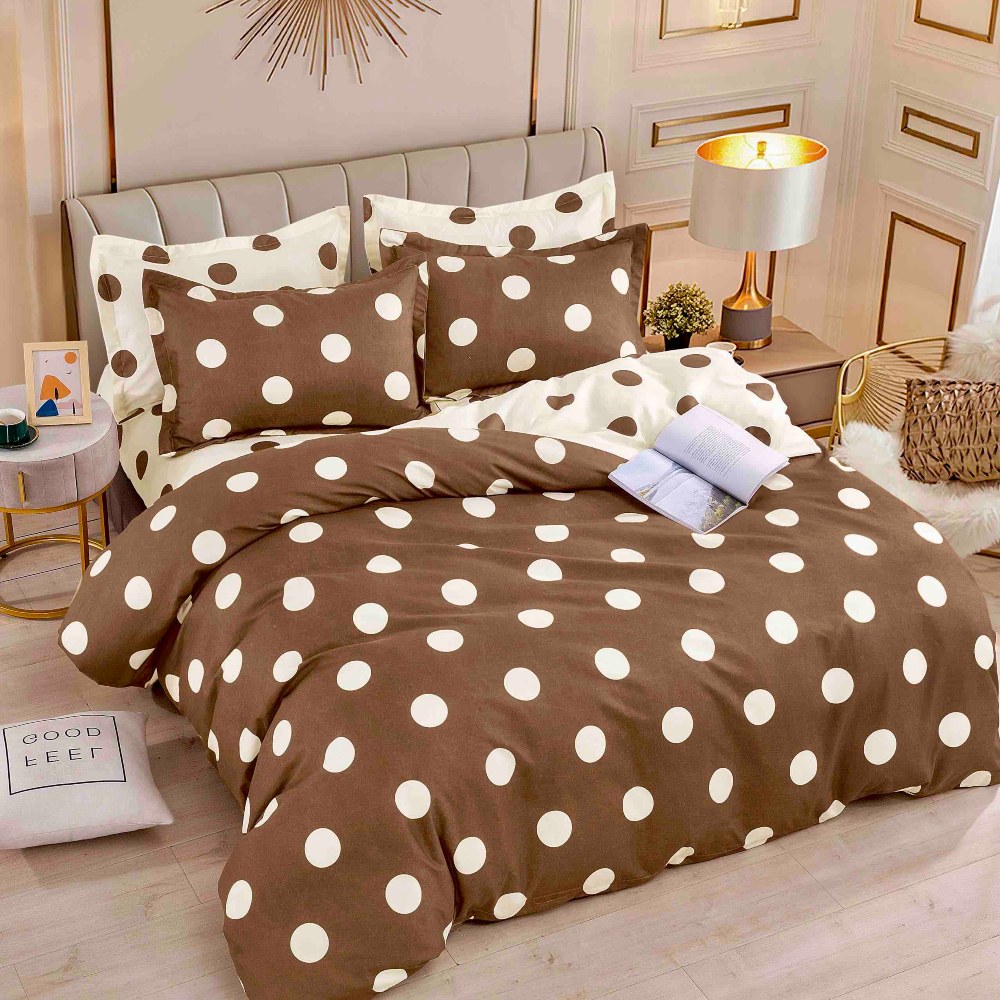 lenjeire de pat finet maro cu buline