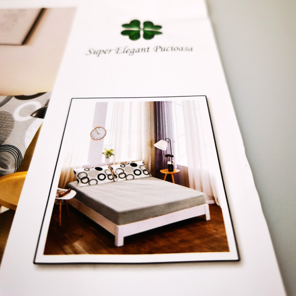 Lenjerie gri cu cercuri cearceaf cu elastic