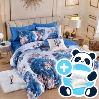 Lenjerie albastra cu flori