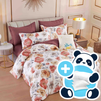 Lenjerie cu flori caramizii