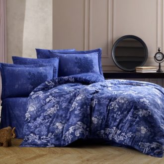 Lenjerie de Lux din Bumbac 100% Satin, Pat 2 Persoane - Hobby Adele Lacivert