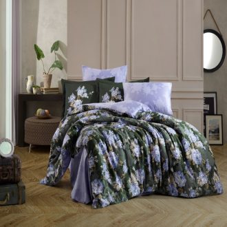 Lenjerie de Lux din Bumbac 100% Satin, Pat 2 Persoane - Hobby Adriana – Verde