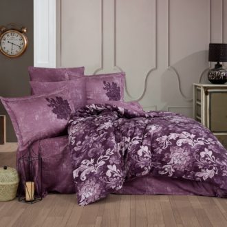 Lenjerie de Lux din Bumbac 100% Satin, Pat 2 Persoane - Hobby Adele – Bordo