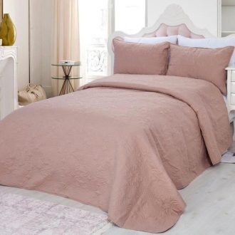 Set Cuvertura Matlasata model uni Bej, 3 Piese, Pat 2 Persoane, 220×240 Cm - PUF16144