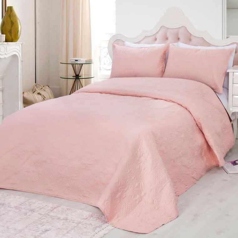 Set Cuvertura Matlasata model uni Somon, 3 Piese, Pat 2 Persoane, 220×240 Cm - PUF16150