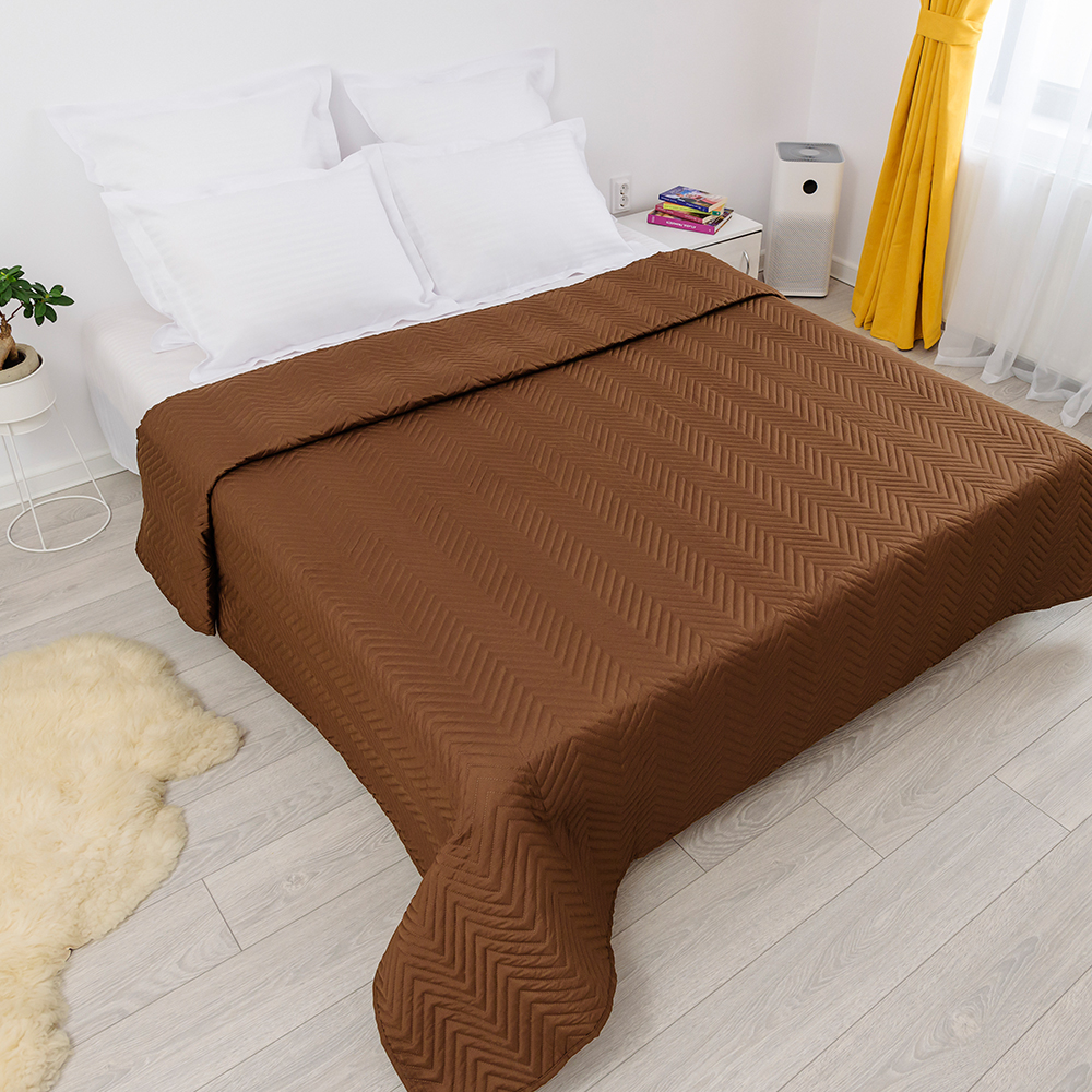 Cuvertura Matlasata cu 2 Fete Bej-Maro, Pat 2 Persoane, 200×210 Cm - PUF18805 - imagine 2