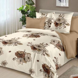 lenjerie bej cu flori maro