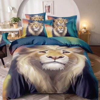 lenjerie de pat colorata cu lei