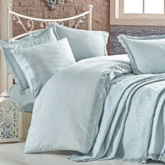 set lenjerie + cuvertura de lux elite green