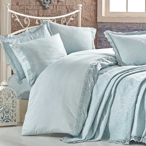 set lenjerie + cuvertura de lux elite green