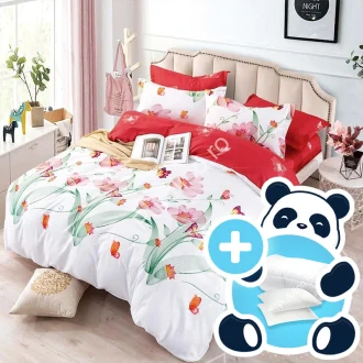 Pachet Pufulino Lenjerie cu elastic alba cu 2 fete model floral