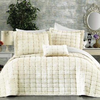 cuvertura de lux din catifea brodata roz crem