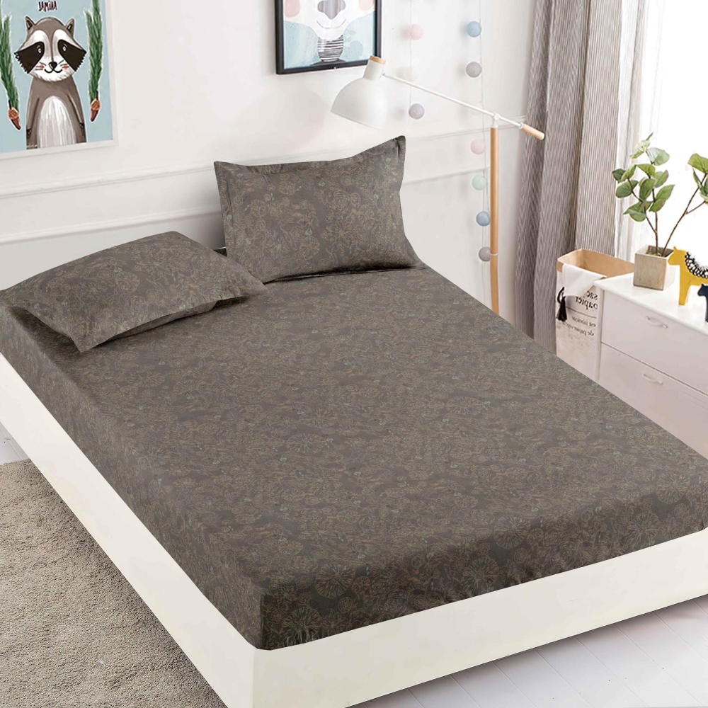 husa de pat finet maro cu flori