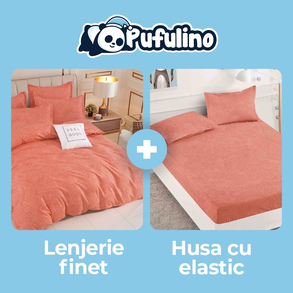 pachet promotional husa si lenjerie portocalie