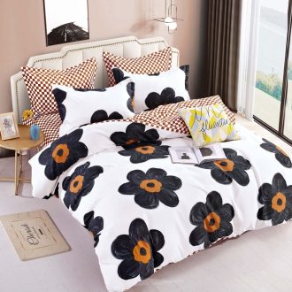 lenjerie finet alba cu flori negre - 2 fete