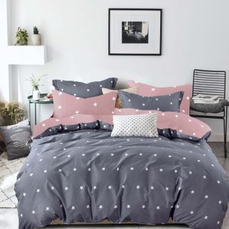 lenjerie gri cu stelute si 2 fete
