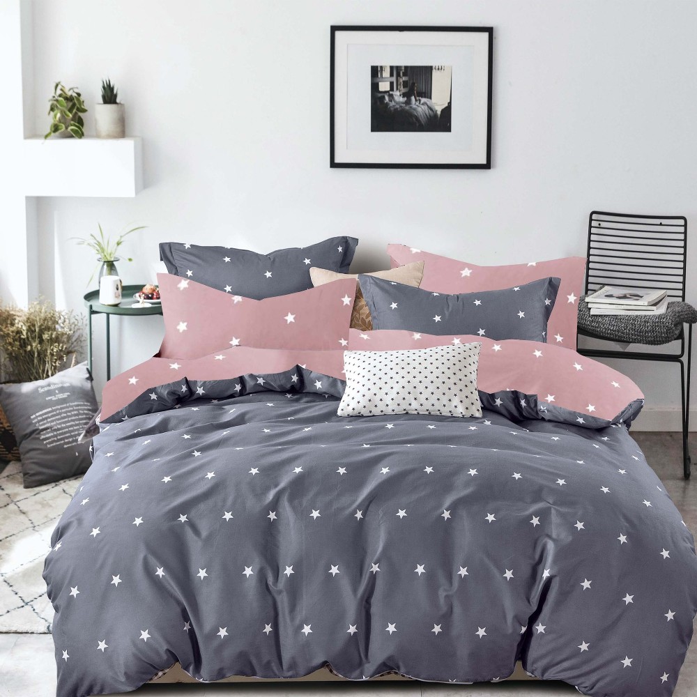 lenjerie gri cu stelute si 2 fete