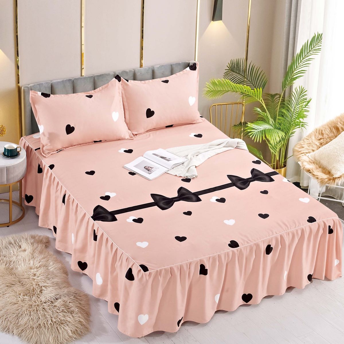 husa finet cu volanase somon cu inimioare