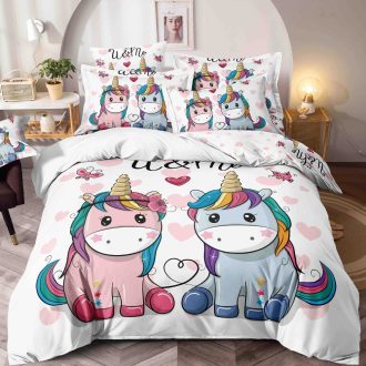 lenjerie 1 persoana cu unicorni