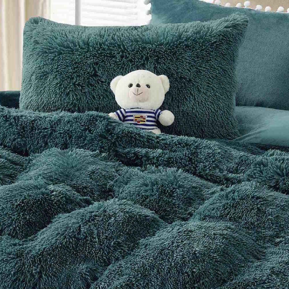 lenjerie cocolino fluffy verde inchis