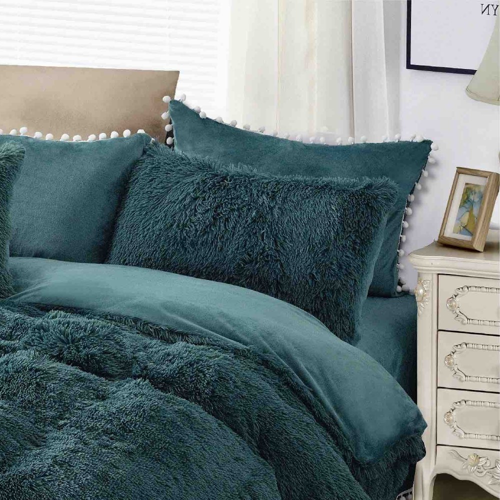 lenjerie cocolino fluffy verde inchis