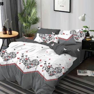 lenjerie de pat finet gri cu fluturasi
