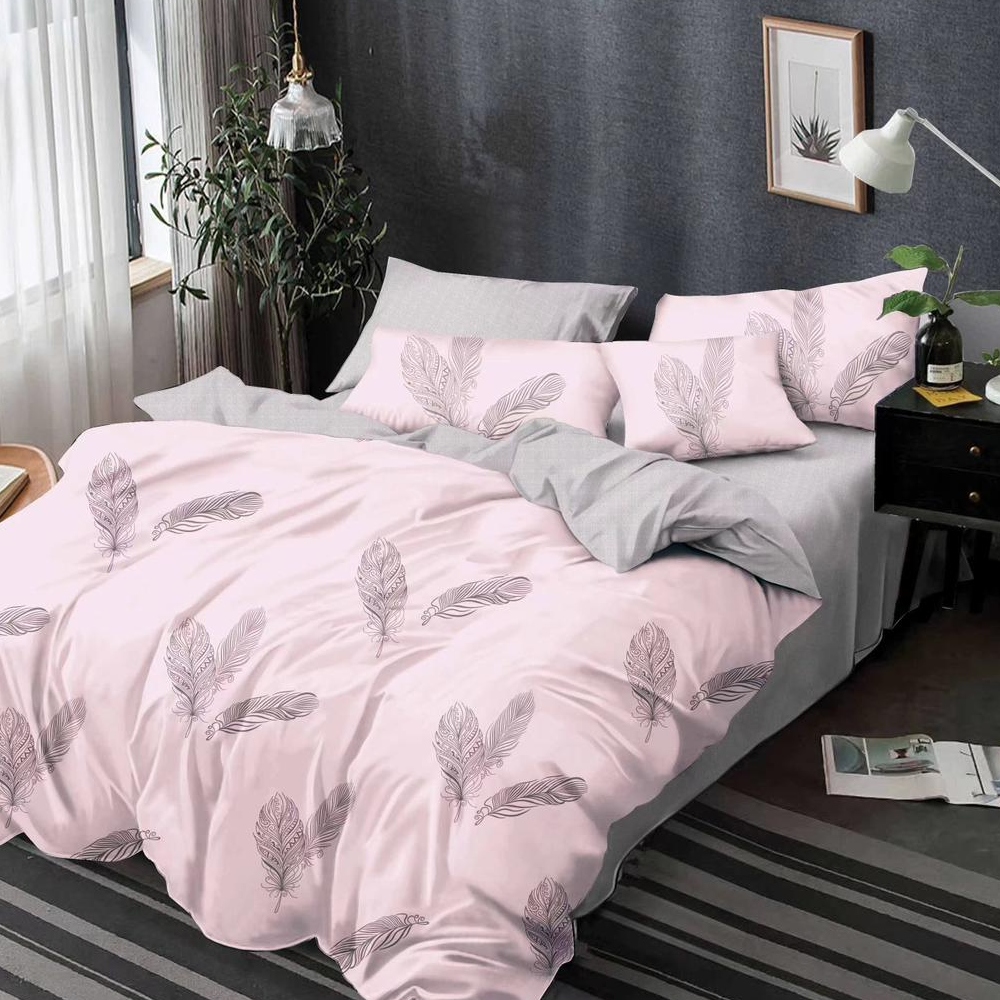 lenjerie gri roz cu fulgi