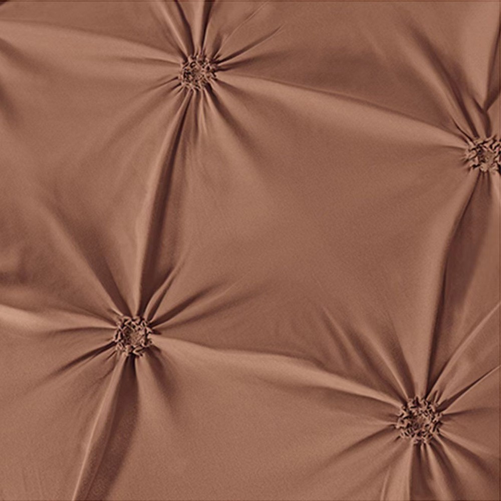 Set Lenjerie Brodata Uni, Model cu Pliuri, Bumbac Finet, 6 Piese, Pat 2 Persoane - Maro - PUF71671 - imagine 2