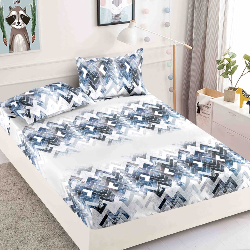 Husa de pat cu elastic din Bumbac Finet + 2 Fete de Perna, Jo Jo Design, Pat 2 Persoane - PUF60254