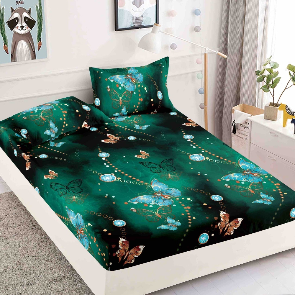 Husa verde smarald cu fluturi