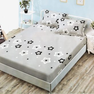 husa de pat finet gri cu stelute