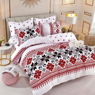 lenjerie alba cu imprimeu traditional