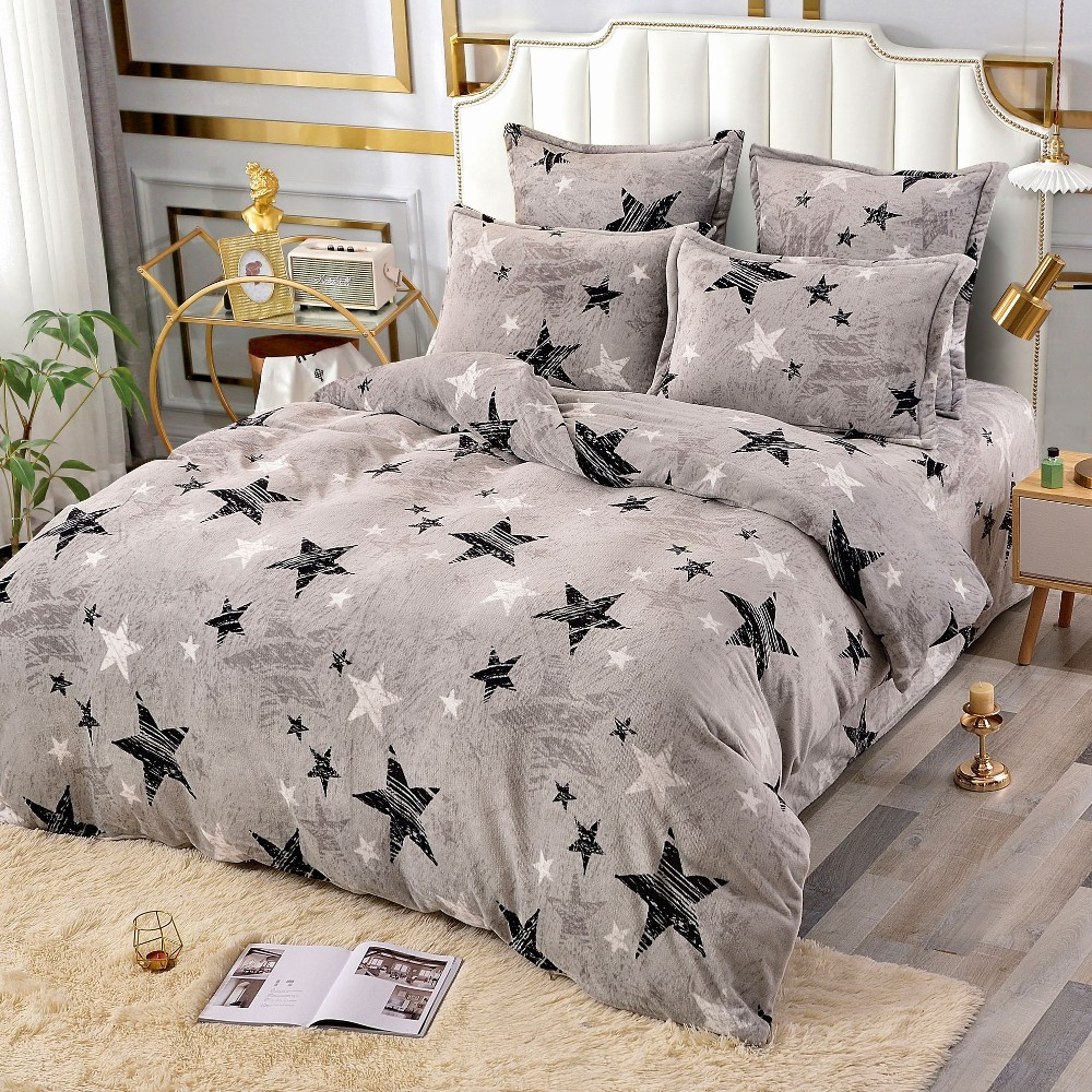 lenjerie cocolino gri cu stelute