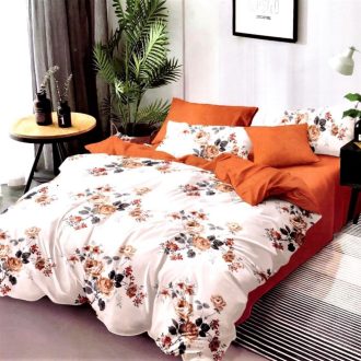 lenjerie de pat fineti crem cu trandafiri galbeni