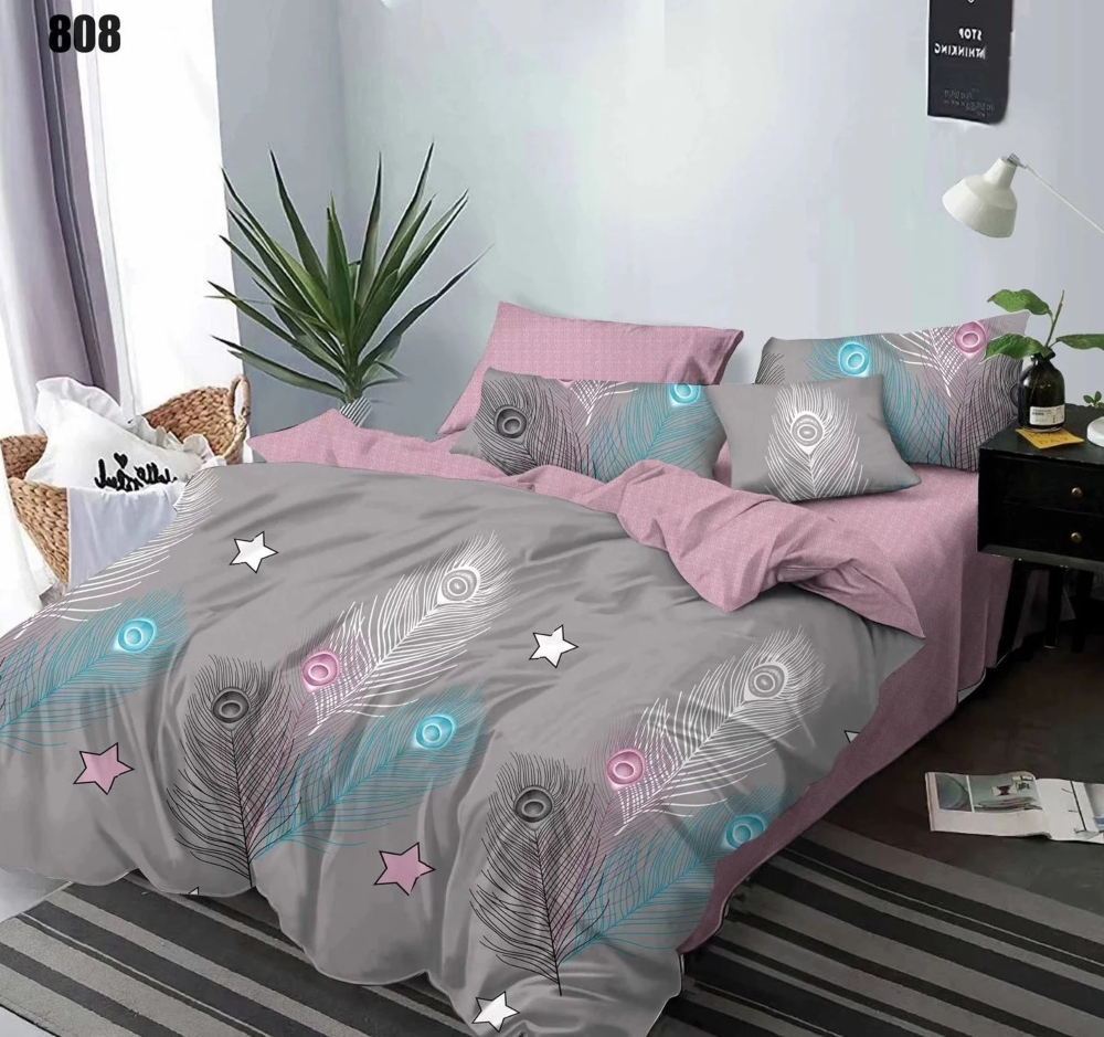 lenjerie de pat gri cu pene