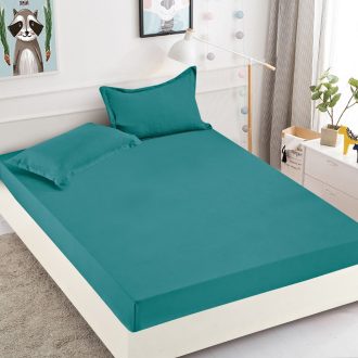 husa de pat din finet model uni - turcoaz