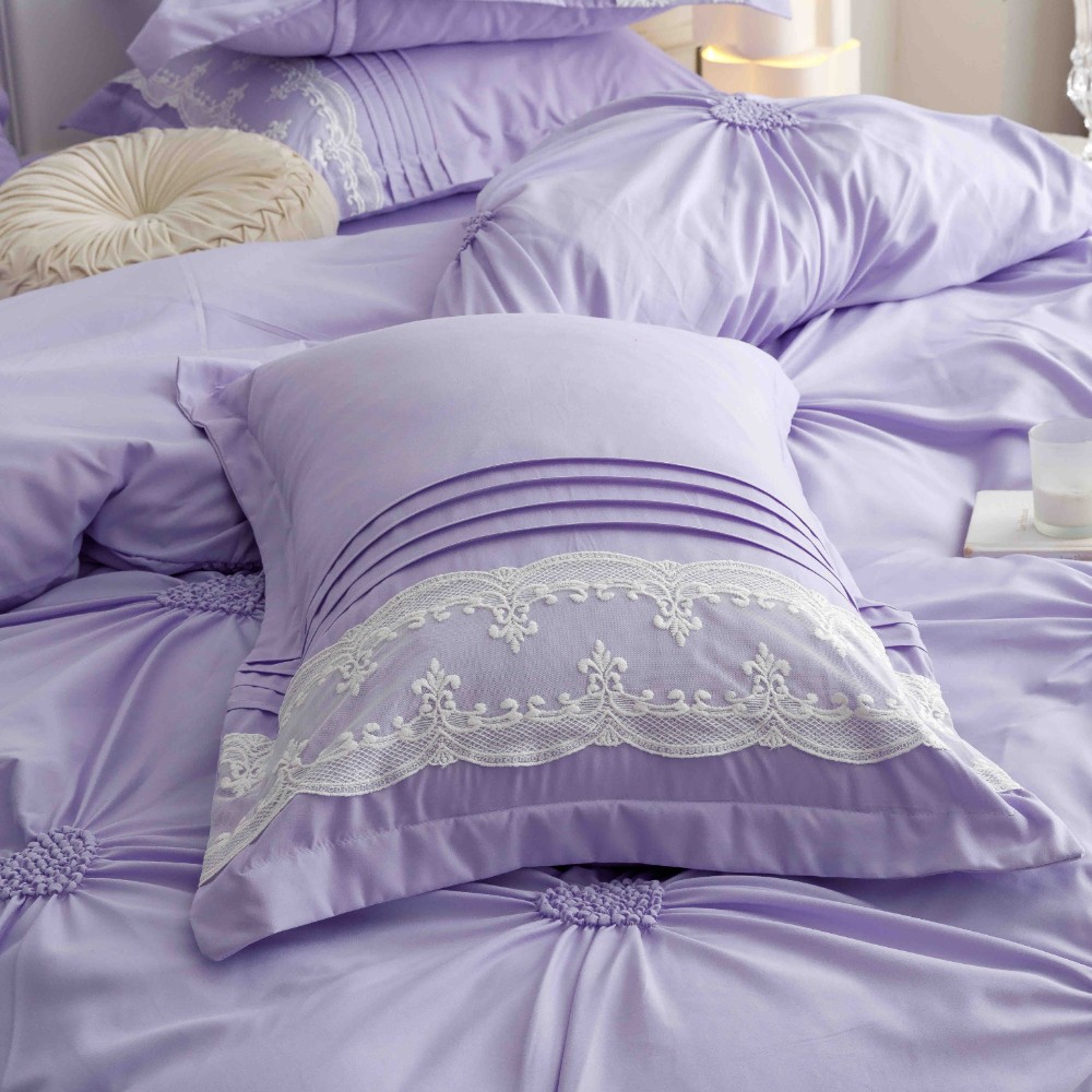 lenjerie cu pliuri inimioare si broderie - lila