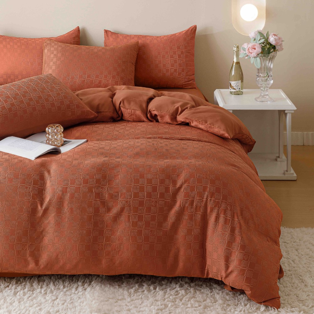 lenjerie jacquard din finet - caramiziu