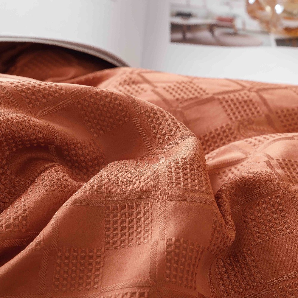 lenjerie jacquard din finet - caramiziu