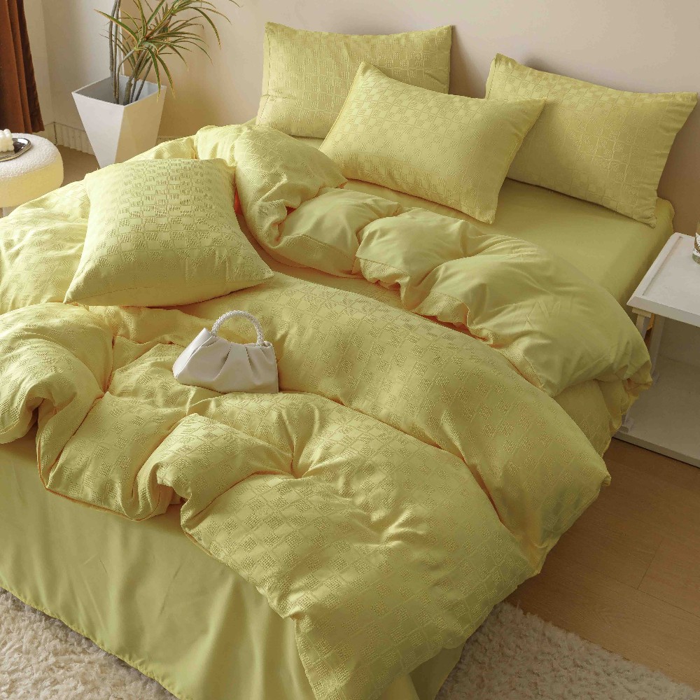 lenjerie jacquard din finet - galben pai