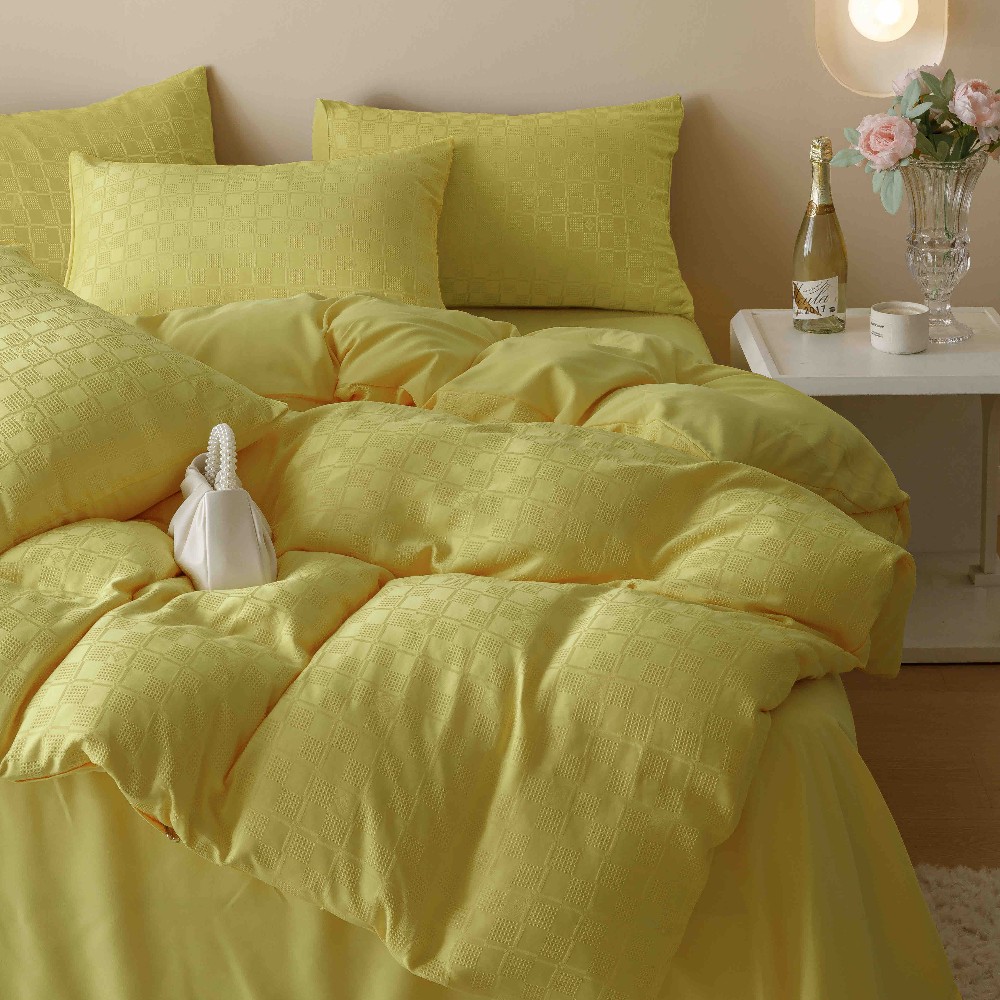 lenjerie jacquard din finet - galben pai