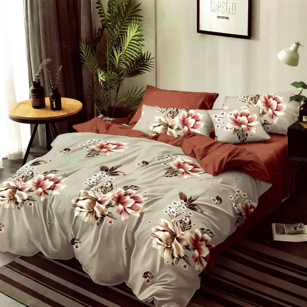 lenjerie gri cu 2 fete si flori