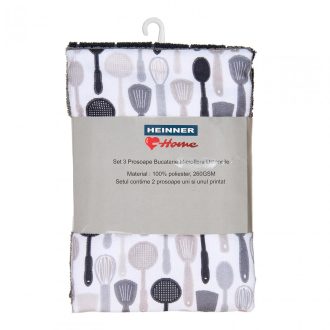 set 3 prosoape de bucatarie ustensile gri HR-3TWL70-SPNG