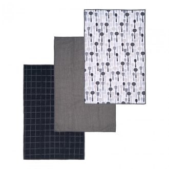 set 3 prosoape de bucatarie ustensile gri HR-3TWL70-SPNG