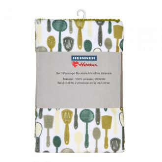 set 3 prosoape de bucatarie ustensile verde