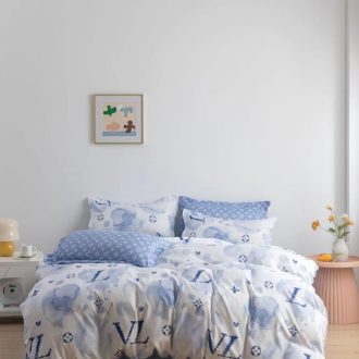 lenjerie alb albastra cu inimioare