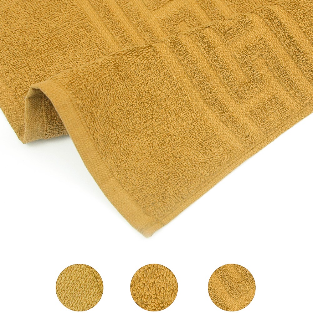 Prosop de baie mic, Model Grecesc, Bumbac 100%, 50x90 cm, Densitate 500 g/m² - Galben - imagine 2