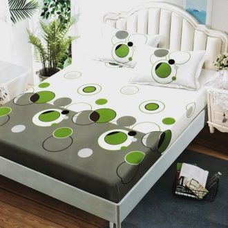 husa de pat finet cu buline verzi